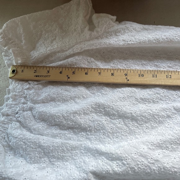 Talbots Shirt Womens L‎ White Floral Eyelet Lace Short Sleeve Cottagecore Blouse - Picture 7 of 10